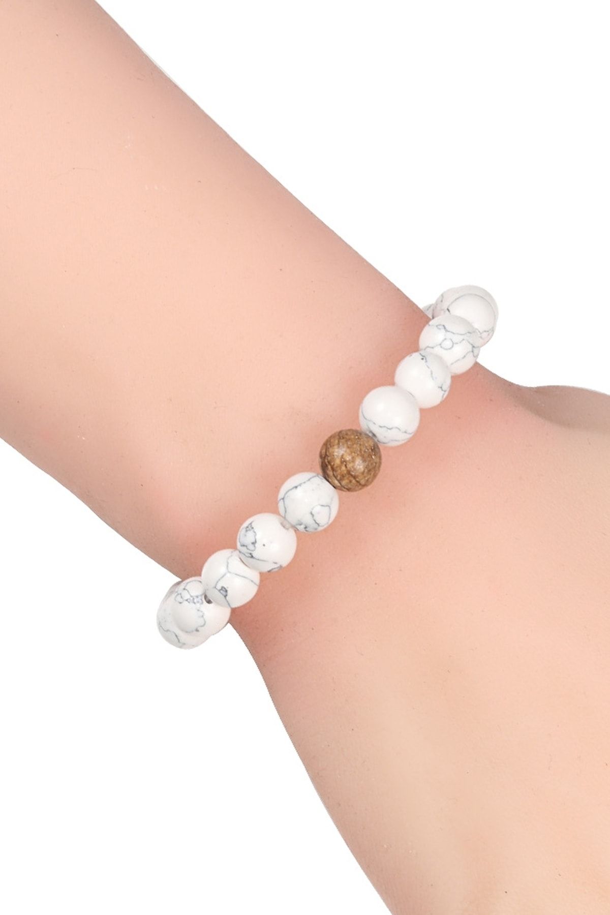 Kadın Jasper Taşlı Beyaz Havlit Doğaltaş Kadın Bileklik