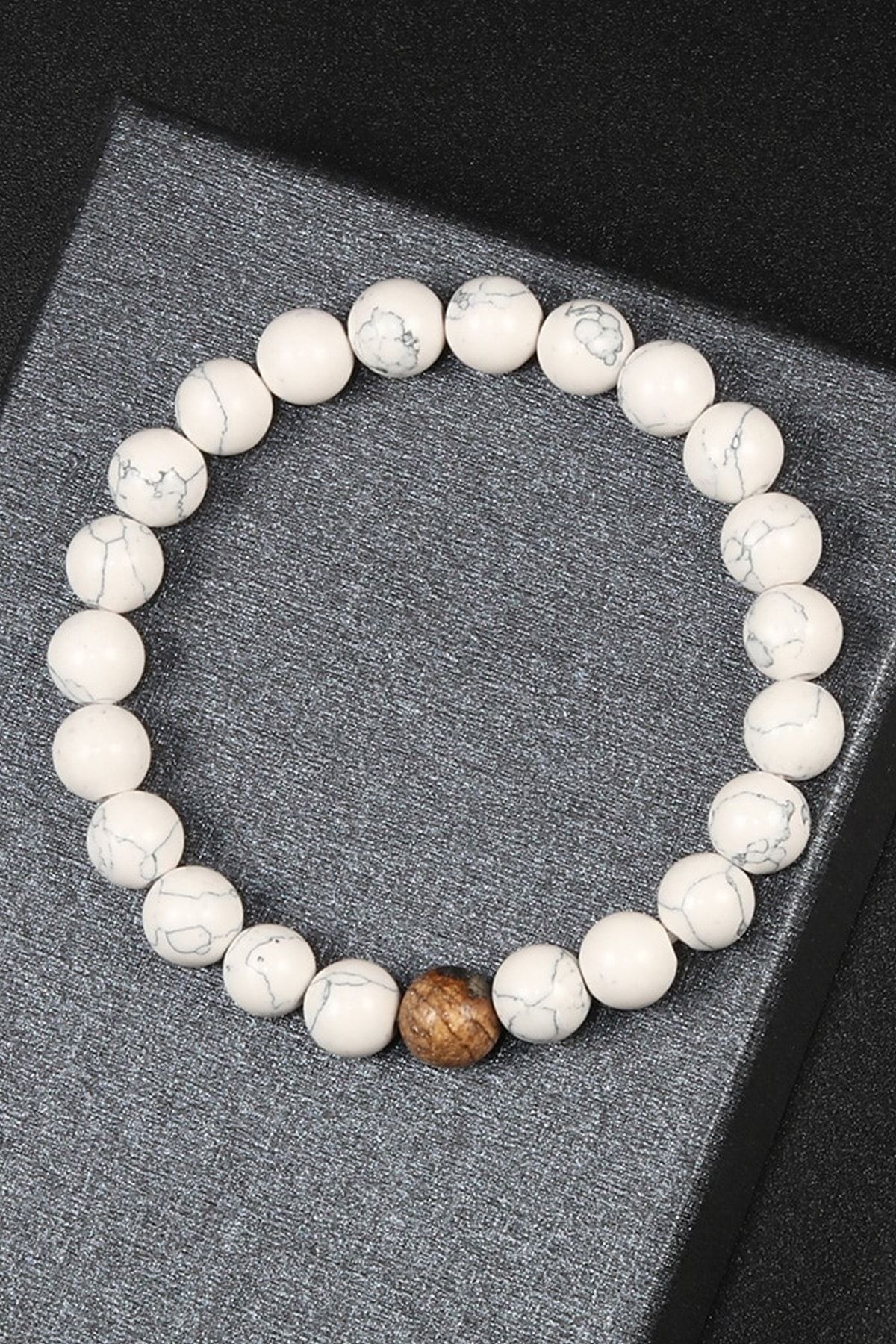 Kadın Jasper Taşlı Beyaz Havlit Doğaltaş Kadın Bileklik - Görsel 3