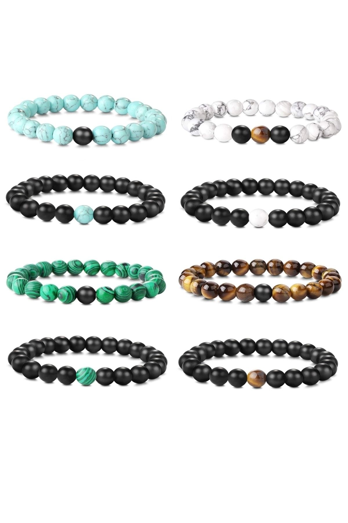 8li Çakra Doğaltaş Bileklik Set