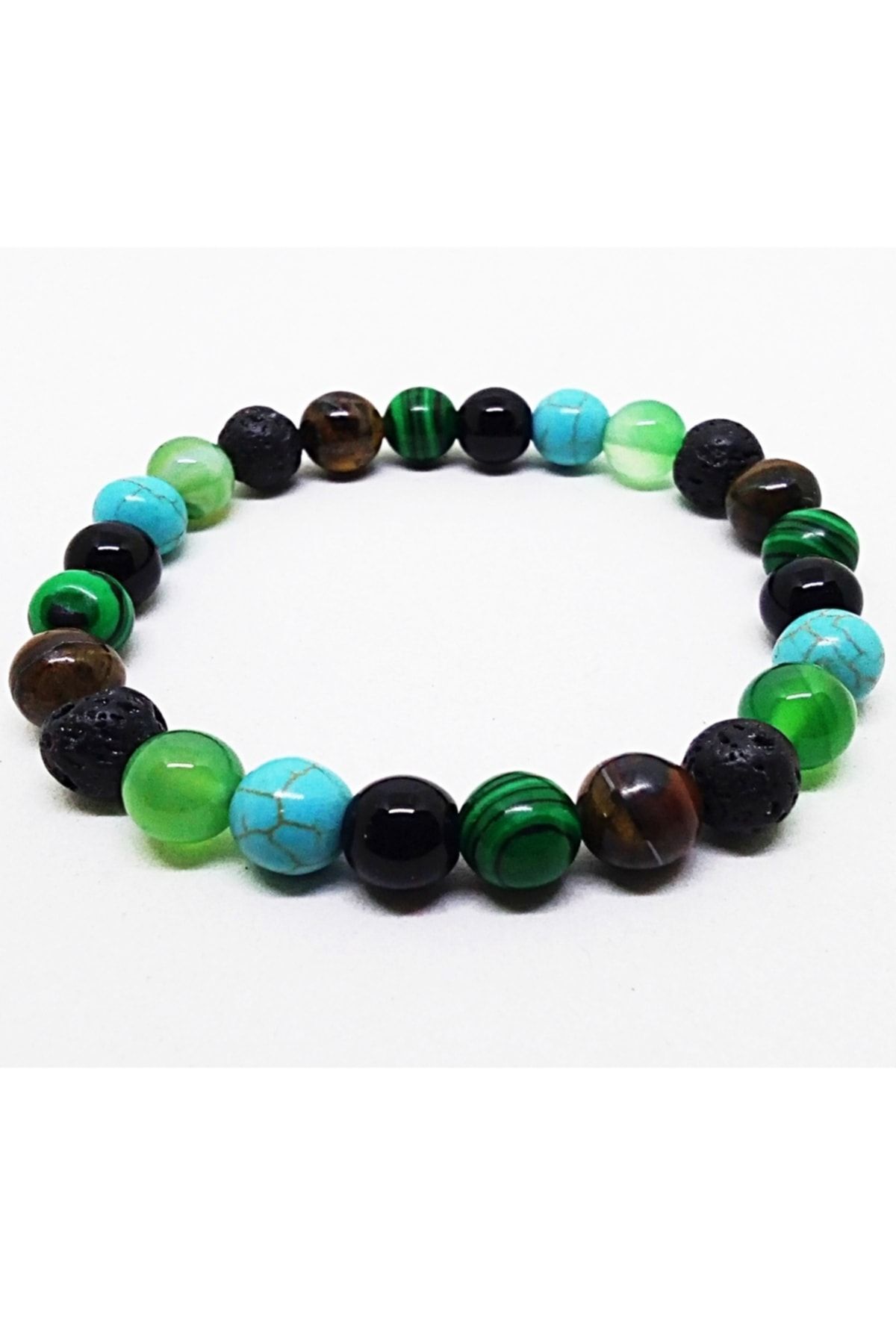 Çakra Doğaltaş Bileklik (turkuaz-akik-malahit-kaplangözü-lav-oniks) - Görsel 3