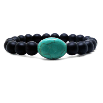 Kadın Büyük Oval Turkuaz-Oniks Doğaltaş Kadın Bileklik 72414BL