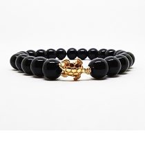 Şirin Kaplumbağa Figürlü Parlak Oniks Bileklik