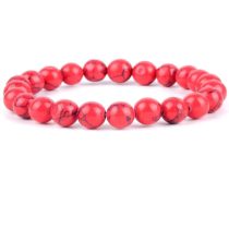 Unisex Kırmızı Havlit Doğaltaş Bileklik 72428BL