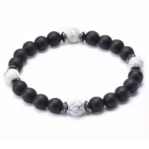 Mat Oniks Hematit Beyaz Havlit Doğaltaş Tasarım Bileklik