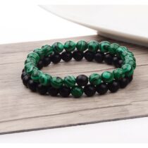 Ikili Set Malahit-mat Oniks Erkek Doğaltaş Bileklik