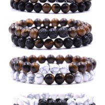 Kaplangözü-beyaz Lavlit-lav Doğaltaş Sevgili Aile Boyu Bileklik 8 Adet