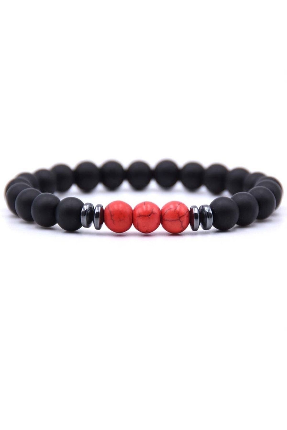 Oniks Hematit Kırmızı Havlit Doğaltaş Bileklik