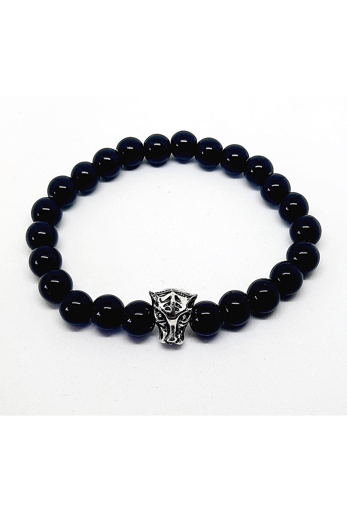 Kaplan Figürlü Oniks Doğaltaş Unisex Bileklik - Görsel 2