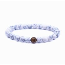 Tekli Kaplangözü Beyaz Havlit Erkek Doğaltaş Bileklik