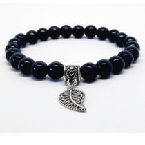 Sallantılı Yaprak Figürlü Oniks Doğaltaş Unisex Bileklik