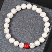 Kırmızı Havlit Taşlı Beyaz Havlit Doğaltaş Kadın Bileklik