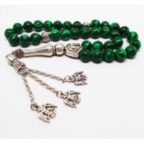 Yeşil Malahit Doğaltaş Tesbih Çift Başlı Kartal Püsküllü