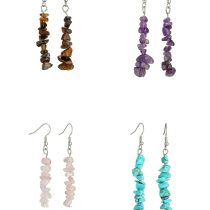 4lü Doğaltaş Küpe Seti (Kaplangözü-Ametist-Pembe Kuvars-Turkuaz) - 4 Çift Küpe