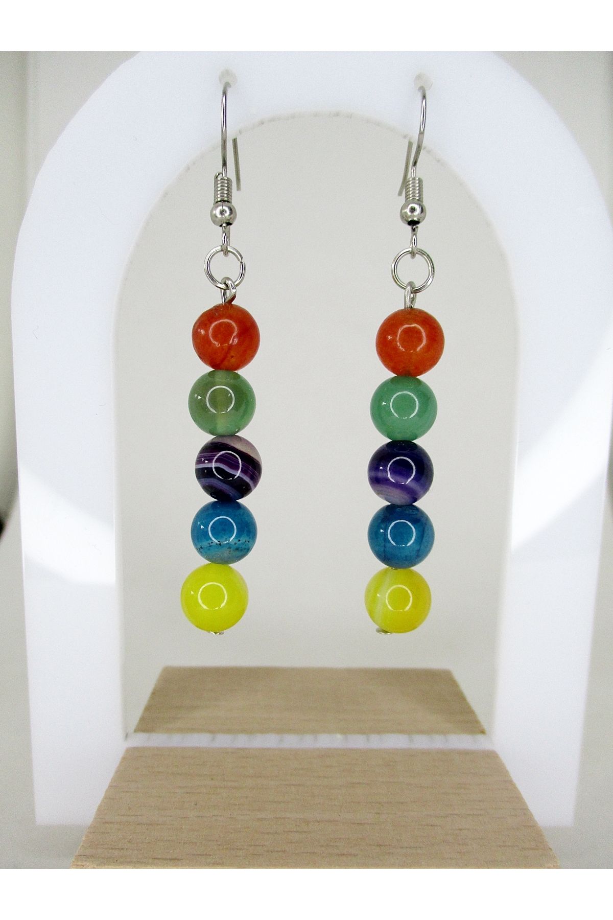 Akik Doğaltaş Çakra Küpe