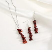 Obsidyen Doğaltaş Kolye Ve Küpe Seti