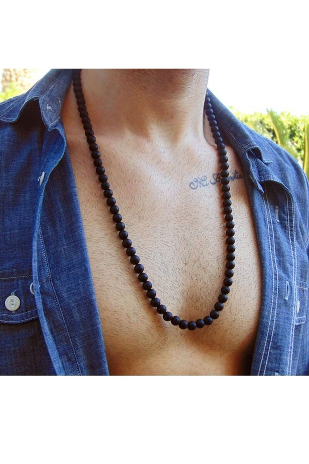 Mat Oniks Doğaltaş Erkek Kolye