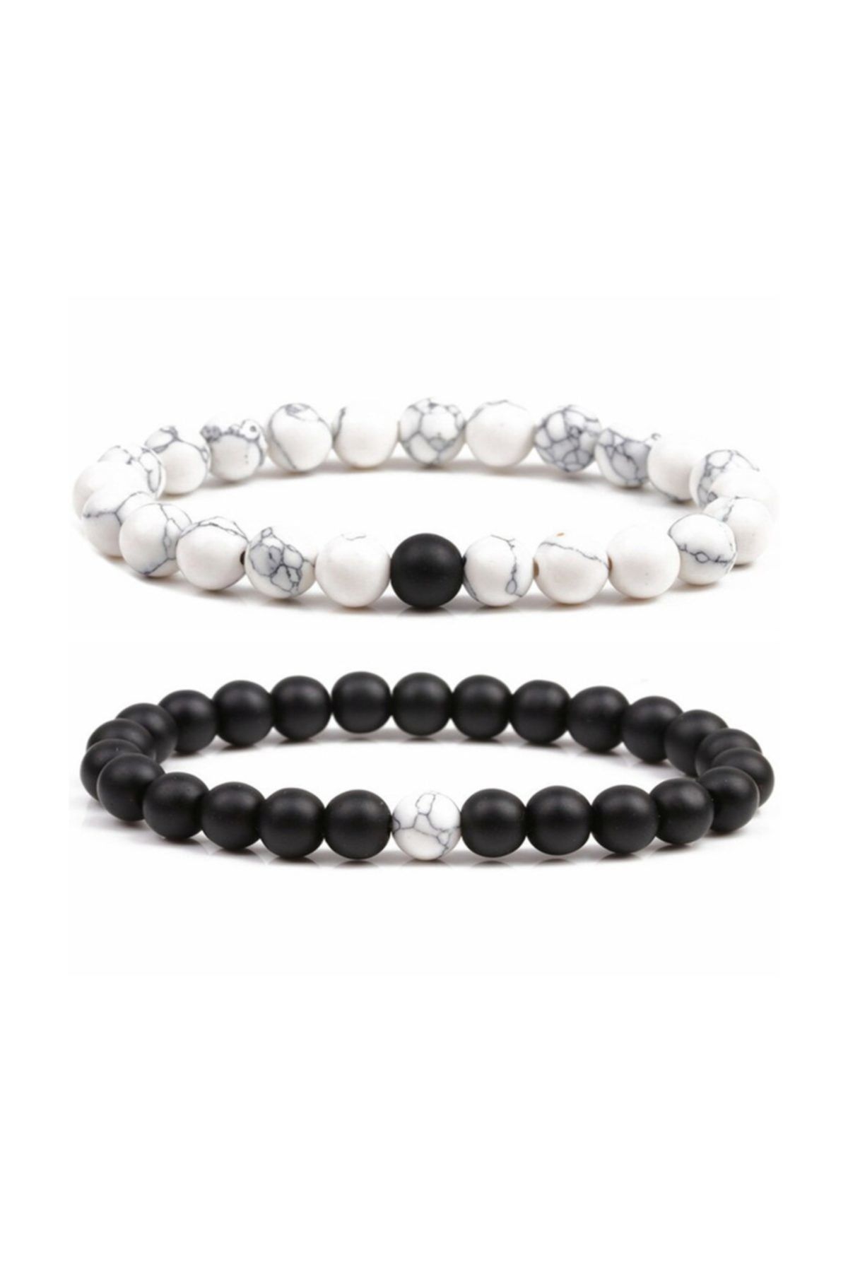Beyaz Havlit-mat Oniks Doğaltaş Bileklik Set