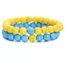 Sarı Mavi Turkuaz Ikili Doğaltaş Bileklik Set