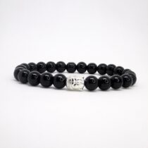 Buddha Figürlü Parlak Oniks Unisex Bileklik