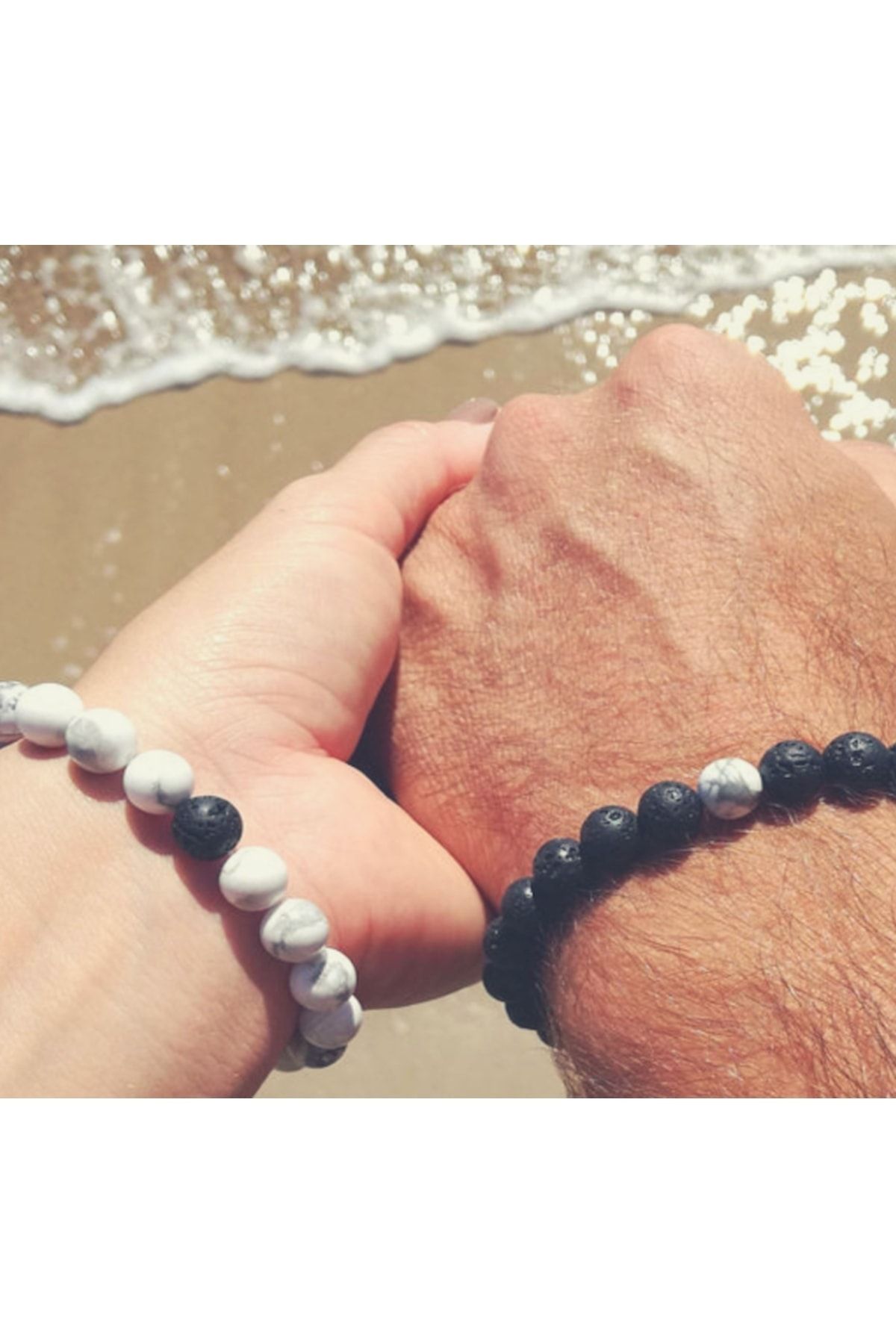 Sevgili Çift Doğaltaş Bileklik (lav-beyaz Havlit) - Görsel 2