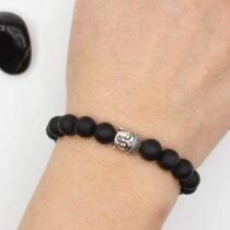 Buddha Figürlü Mat Oniks Bileklik