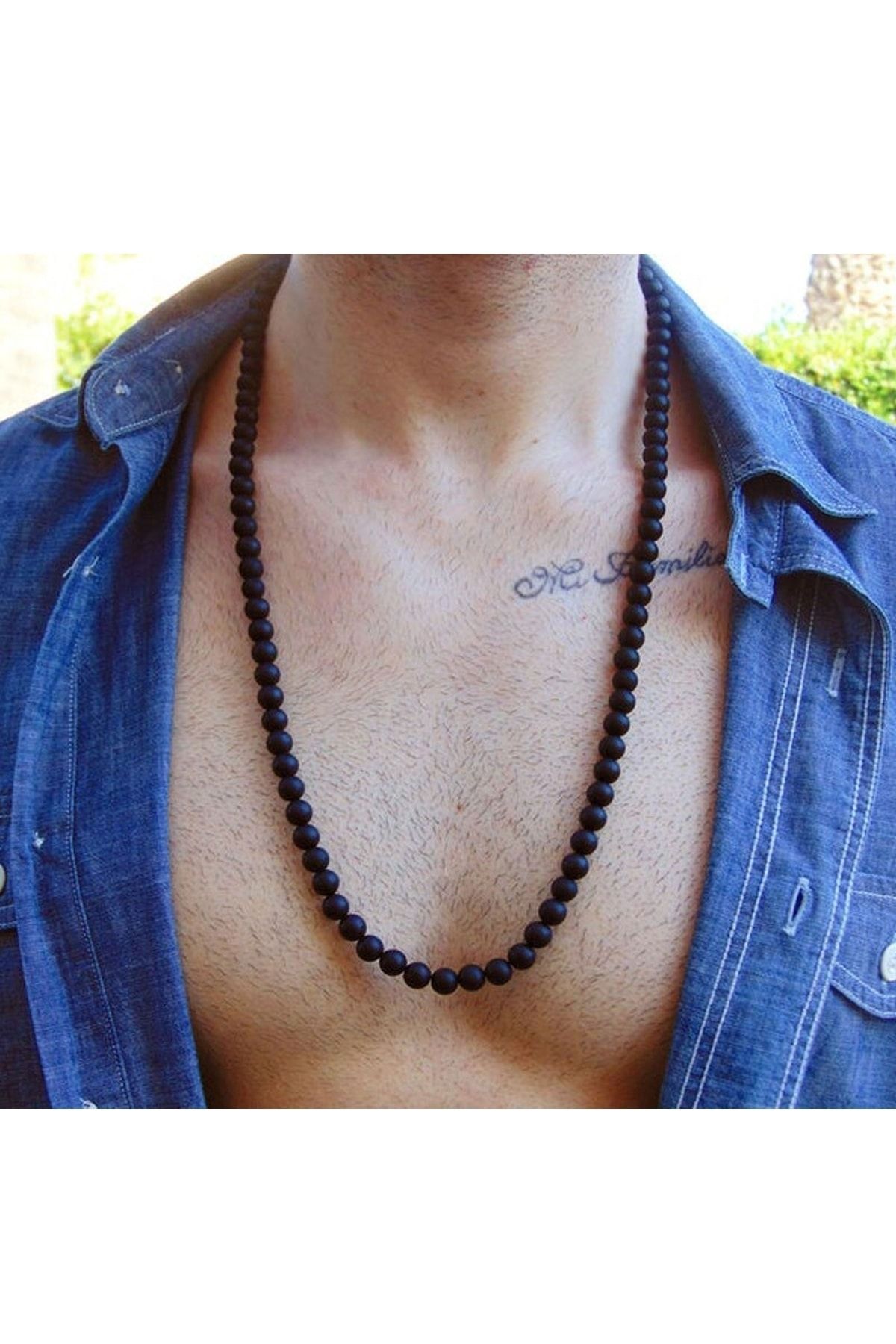 Mat Oniks Doğaltaş Erkek Kolye - Görsel 3