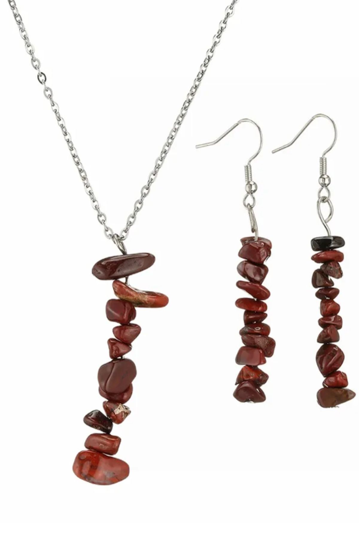 Obsidyen Doğaltaş Kolye Ve Küpe Seti - Görsel 2