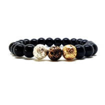 Erkek 3 Renkli Lav Taşı-Oniks Doğaltaş Erkek Bileklik 72406BL