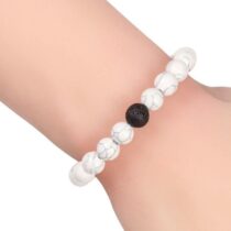 Siyah Lav Taşlı Beyaz Havlit Doğaltaş Kadın Bileklik