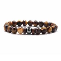 Erkek Tahta Figürlü Tasarım Doğaltaş Bileklik