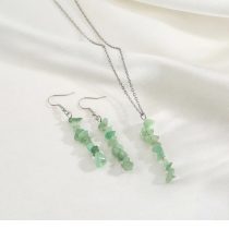 Aventurin Doğaltaş Kolye ve Küpe Seti