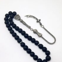 Hz. Ali Zülfikar Figürlü Mat Oniks Tesbih