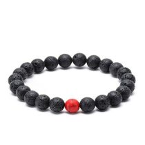 Unisex Lav-Tekli Kırmızı Havlit Doğaltaş Bileklik 72438BL