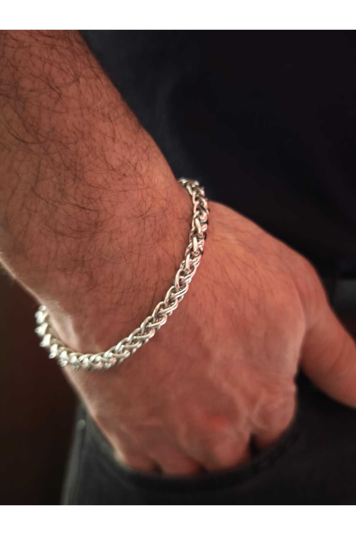 2li Kalın Kral Model Erkek Zincir Kolye ve Bileklik Seti - Görsel 4