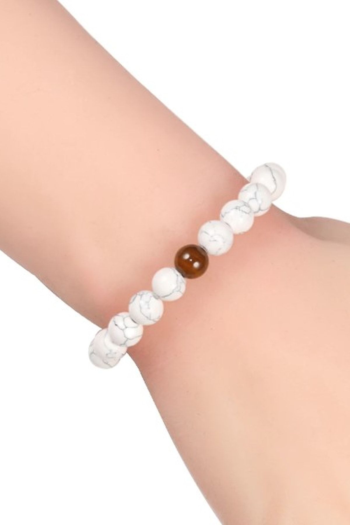 Kaplangözü Taşlı Beyaz Havlit Doğaltaş Kadın Bileklik - Görsel 3