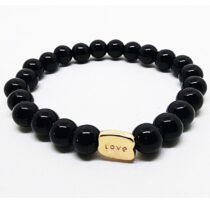 Sarı Love Yazılı Parlak Oniks Bileklik