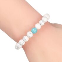 Turkuaz Taşlı Beyaz Havlit Doğaltaş Kadın Bileklik