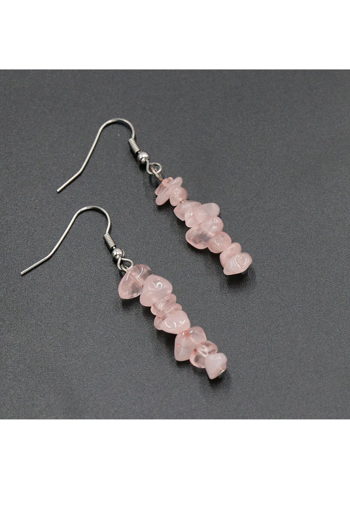 Sevgi Aşk Pembe Kuvars Küpe - Görsel 2