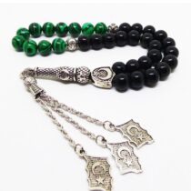 Malahit Parlak Oniks Ayyıldız Bayrak Püsküllü Doğaltaş Tesbih