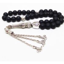 Siyah Mat Oniks Tuğra Püsküllü Doğaltaş Tesbih