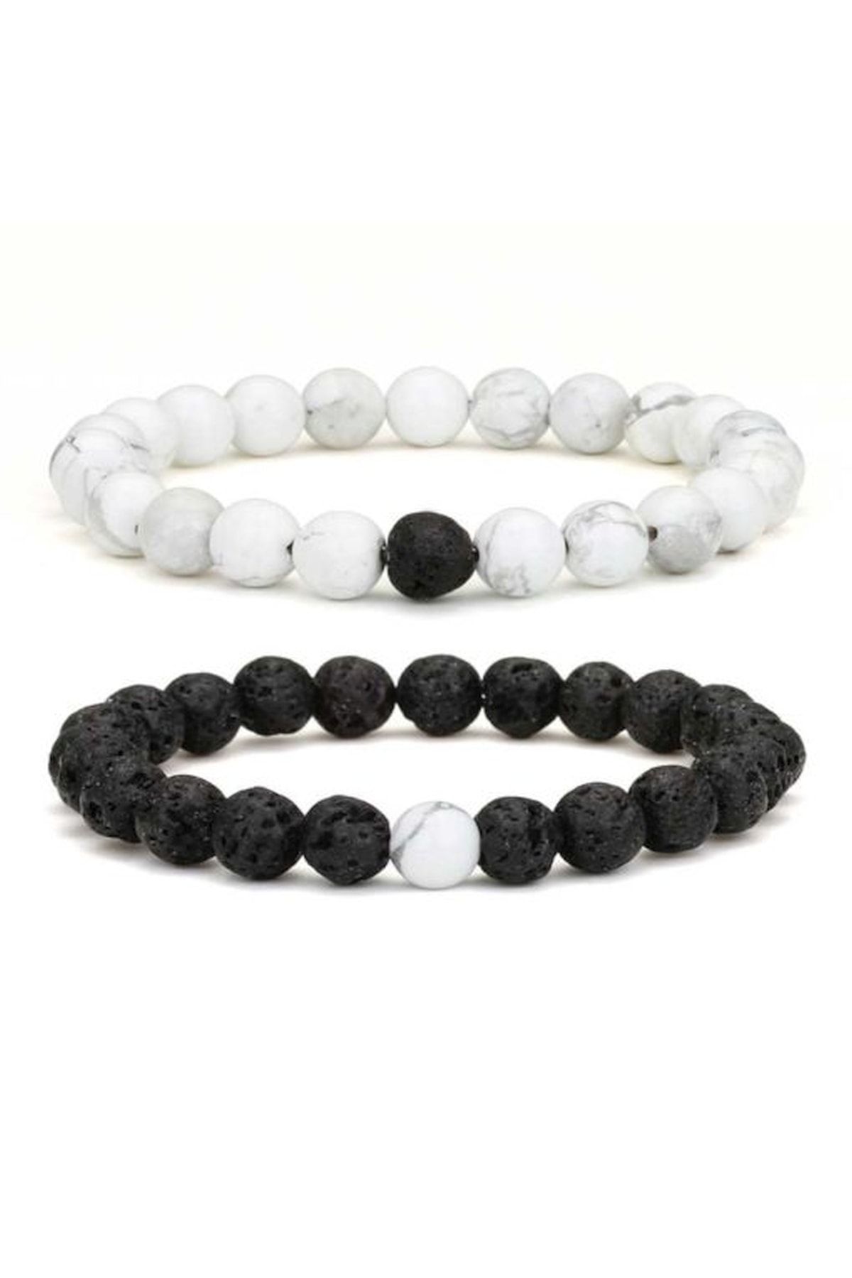 Sevgili Çift Doğaltaş Bileklik (lav-beyaz Havlit) - Görsel 4