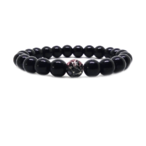 Unisex Cam Boncuklu Oniks Doğaltaş Bileklik 72451BL