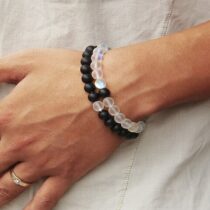 Buzlu Kuvars Mat Oniks Bileklik Set