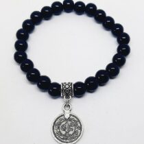 Sallantılı Para Tuğra Figürlü Oniks Doğaltaş Unisex Bileklik