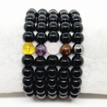 5li Doğaltaş Erkek Bileklik Seti (Sitrin-Ametist-Pembe Kuvars-Kaplangözü-Hematit)