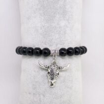 Boğa Figürlü Oniks Erkek Bileklik