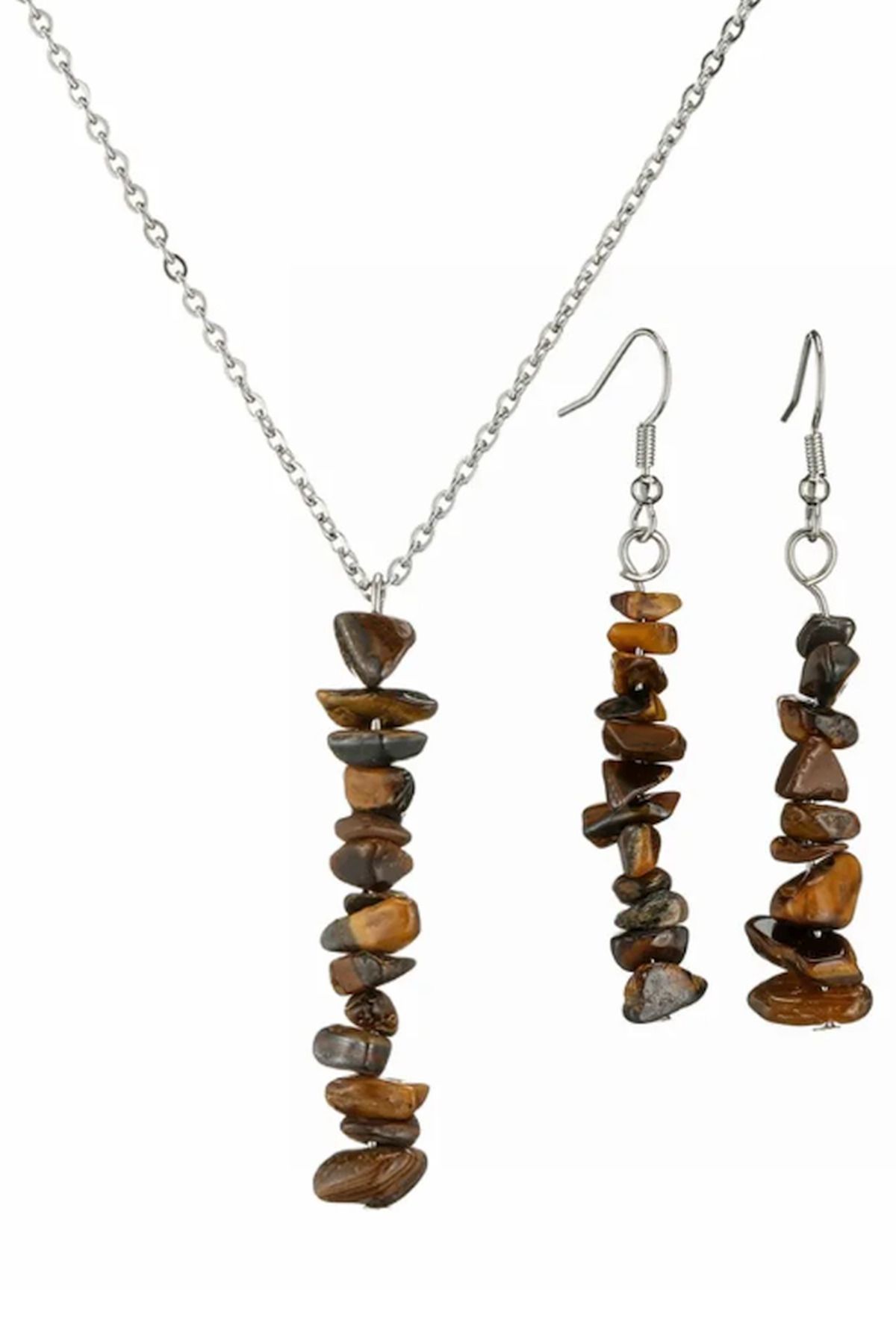 Kaplangözü Doğaltaş Kolye ve Küpe Seti (Enerji-Güç Taşı)